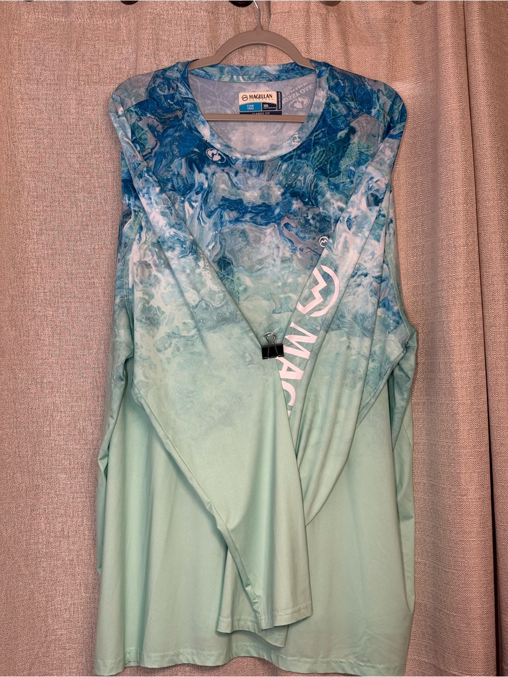 Magellan Outdoors Teal and Blue Ombre Long Sleeve Performance Shirt - Picture 2 of 4